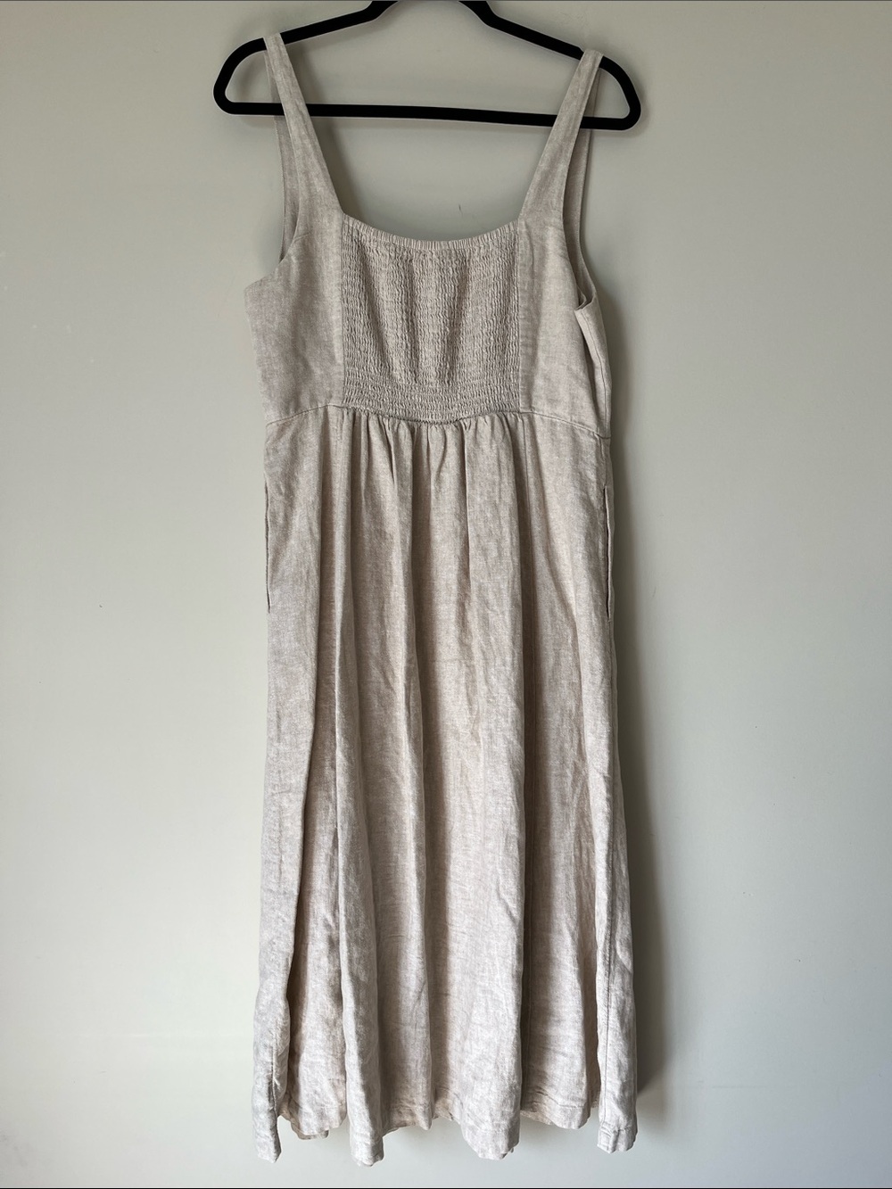 Old Navy Linen Fit And Flare Sleeveless Midi Dress In Flax Size Large - Picture 3 of 7